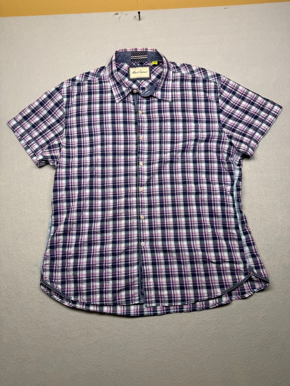 Robert Graham Button-Up Shirt Men 2XL Purple Plaid Casual